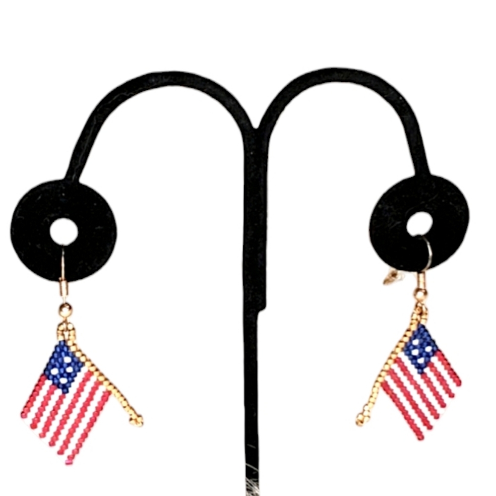 NWOT Flag earrings.Hand beaded.